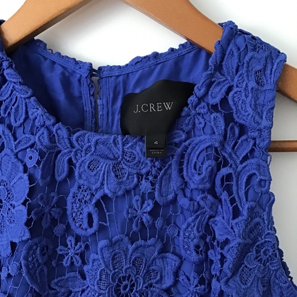 J. Crew Crochet Lace Sheath Dress - Royal Blue - Sleeveless - Picture 3 of 7